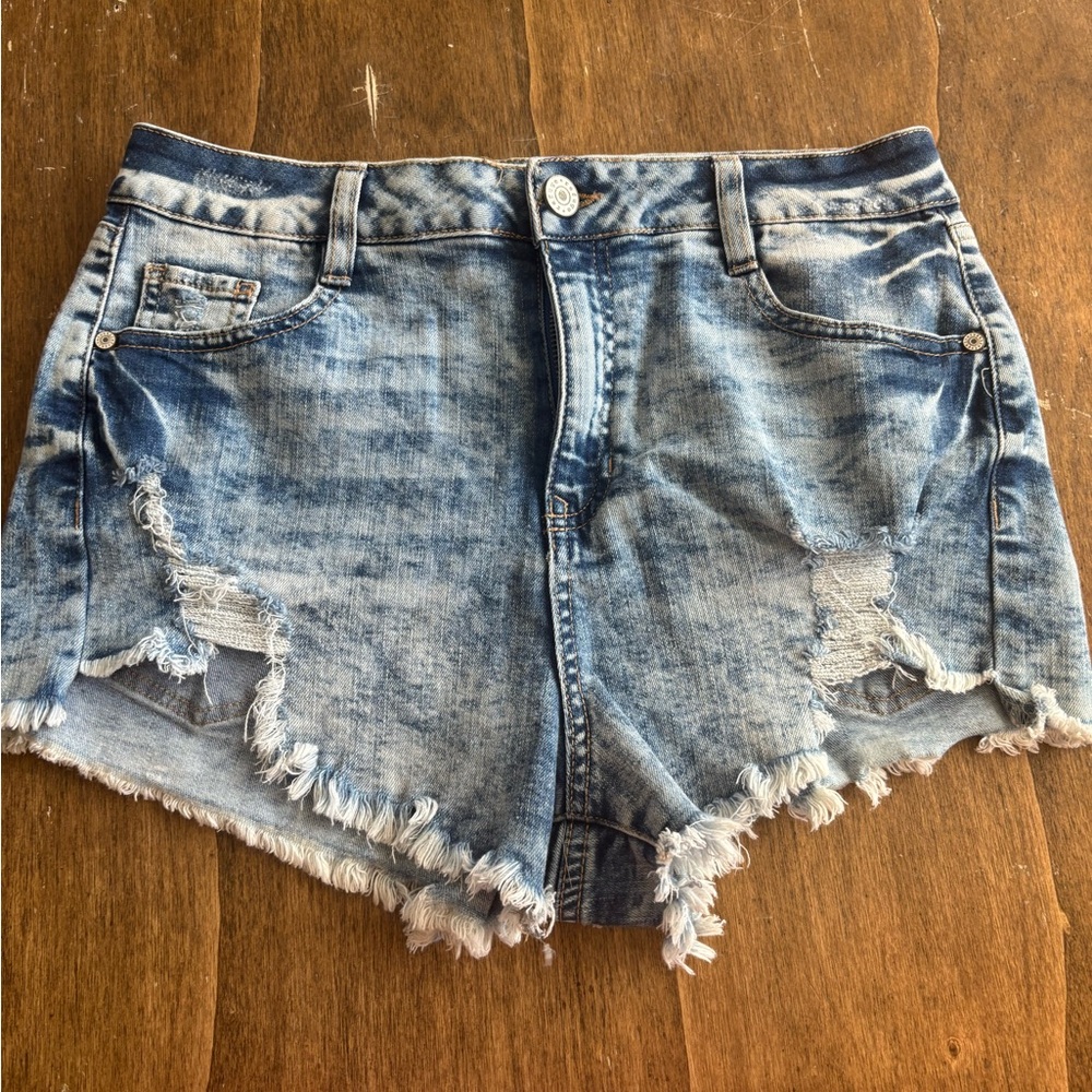 Refuge Light Blue Distressed Jean Shorts